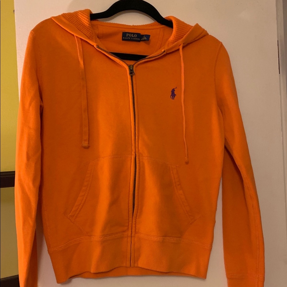 Ralph Lauren Polo zip up hoodie. Size S. Orange.
